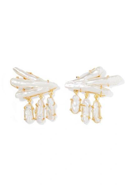 Shop Peet Dullaert Vanura Gold-plated Pearl Earrings In White