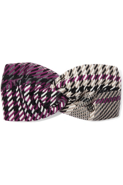 Shop Maison Michel Carolyn Twisted Houndstooth Tweed Headband In Purple