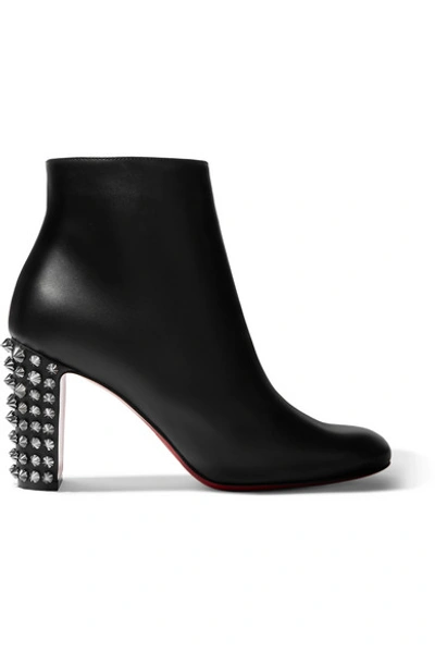 Shop Christian Louboutin Suzi Folk 85 Spiked Leather Ankle Boots In Black