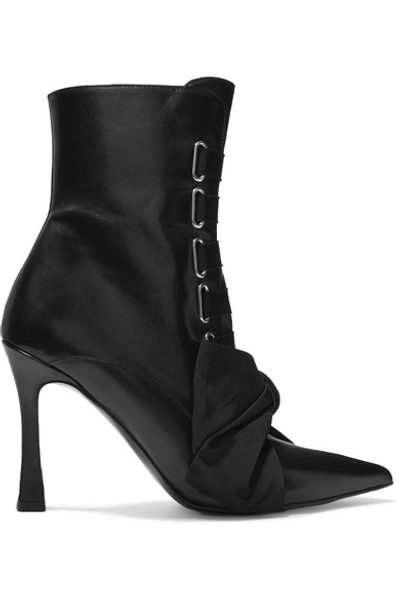 Shop Tabitha Simmons Farren Bow-embellished Leather Ankle Boots In Black