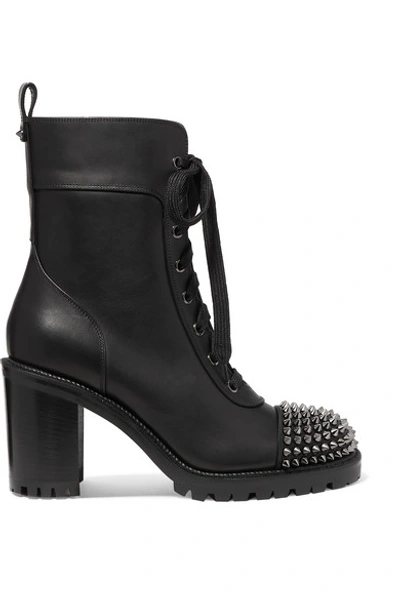 Shop Christian Louboutin Ts Croc 70 Spiked Leather Ankle Boots In Black