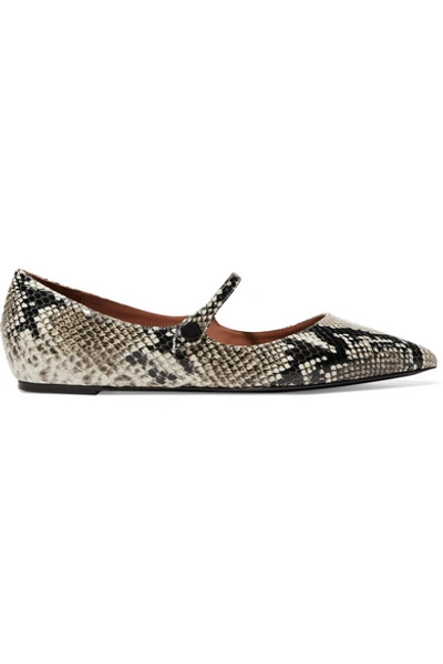 Shop Tabitha Simmons Hermione Snake-effect Leather Point-toe Flats In Snake Print