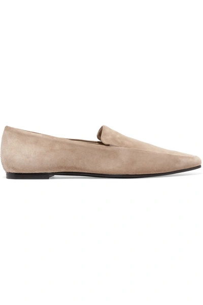 Shop The Row Minimal Suede Loafers In Beige