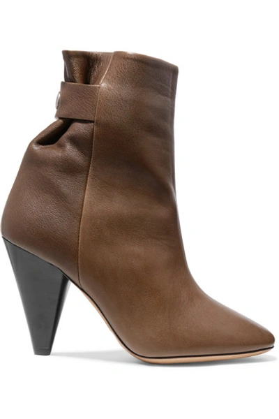 Shop Isabel Marant Lystal Leather Ankle Boots In Brown