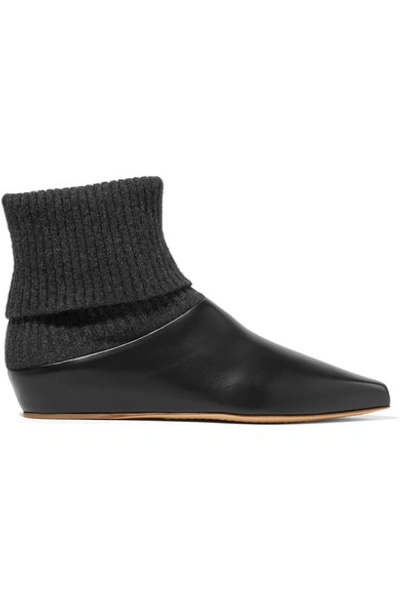 Shop Gabriela Hearst Rocia Leather And Cashmere Sock Boots In Black