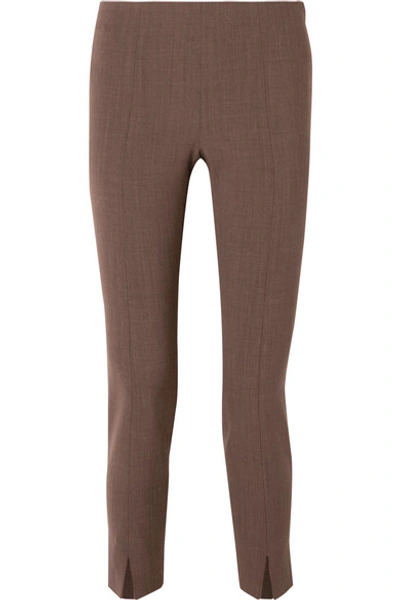 Shop The Row Sorocco Cropped Stretch-wool Skinny Pants In Brown