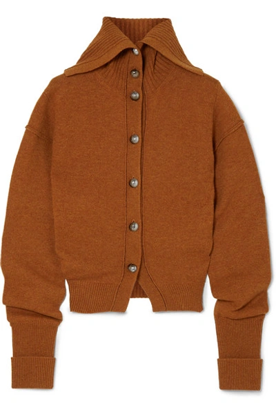 Shop Chloé Ruched Wool-blend Cardigan In Orange