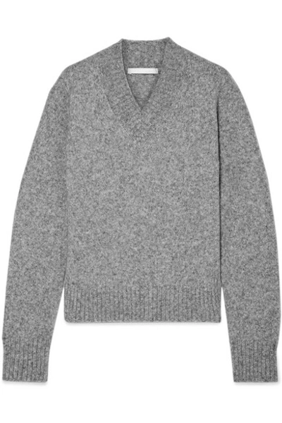 Shop Helmut Lang Mélange Knitted Sweater In Gray