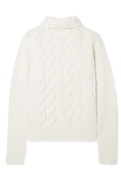 Shop Helmut Lang Cable-knit Wool Turtleneck Sweater In White