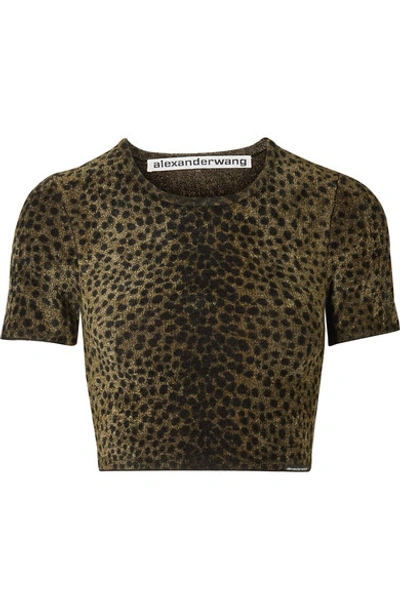 Shop Alexander Wang Cropped Animal-print Chenille Top In Army Green