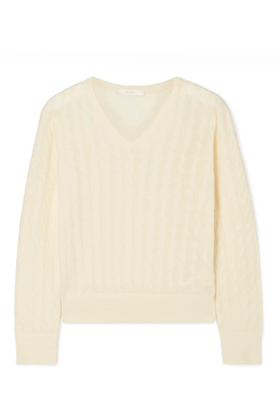 Shop The Row Rozanna Cable-knit Cashmere And Silk-blend Sweater In Ivory