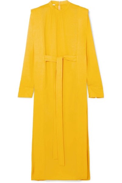 Shop Stella Mccartney + Net Sustain Belted Cady Midi Dress In Yellow