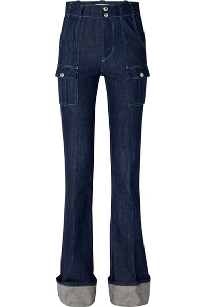 Shop Chloé High-rise Bootcut Jeans In Dark Denim