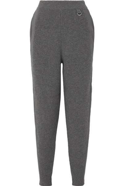 Shop Stella Mccartney Cotton-trimmed Wool Tapered Pants In Gray