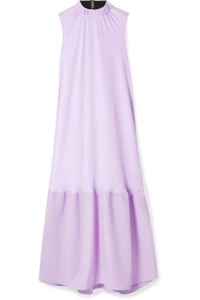 Shop Tibi Draped Crepe And Cady Midi Dress In Lilac
