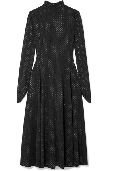 Shop Marc Jacobs Glittered Polka-dot Stretch-jersey Midi Dress In Black