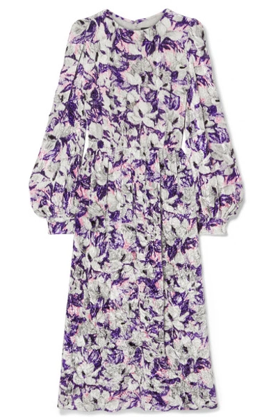 Shop Marc Jacobs Floral-print Crushed-velvet Midi Dress