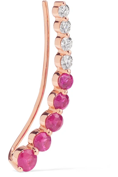 Shop Anita Ko 18-karat Rose Gold, Diamond And Ruby Earring