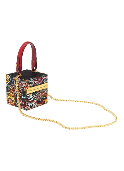 Shop Oscar De La Renta 'alibi Cube' Embroidered Box Bag