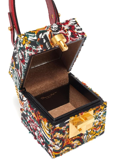 Shop Oscar De La Renta 'alibi Cube' Embroidered Box Bag