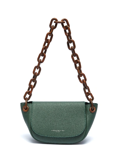 Shop Simon Miller 'bend' Chunky Chain Leather Shoulder Bag In Black Forest