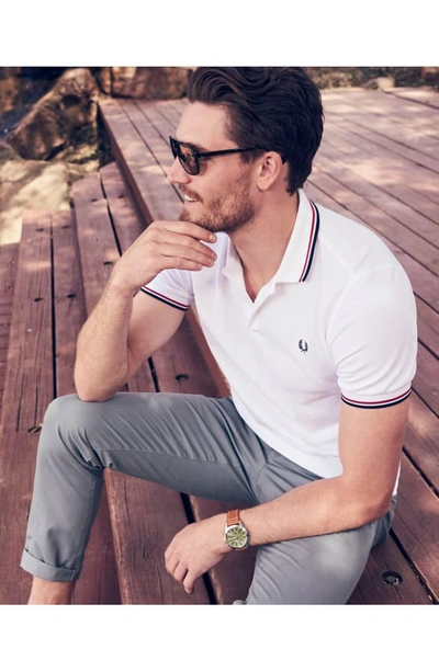 Shop Fred Perry Twin Tipped Extra Slim Fit Pique Polo In Pink Lady