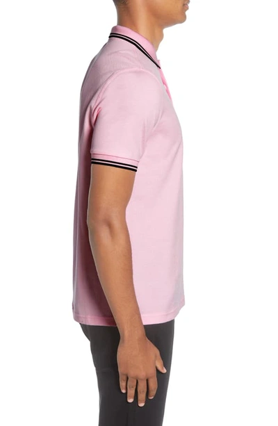 Shop Fred Perry Twin Tipped Extra Slim Fit Pique Polo In Pink Lady
