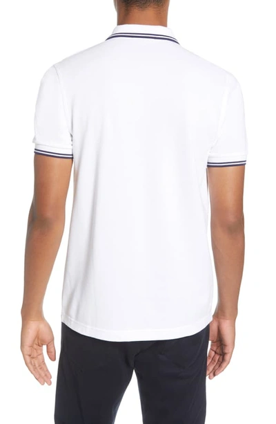 Shop Fred Perry Twin Tipped Extra Slim Fit Pique Polo In White/ Frnvy/ Frnv
