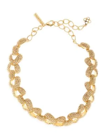 Shop Oscar De La Renta Women's Crystal Pavé Chain Link Choker Necklace In Silver