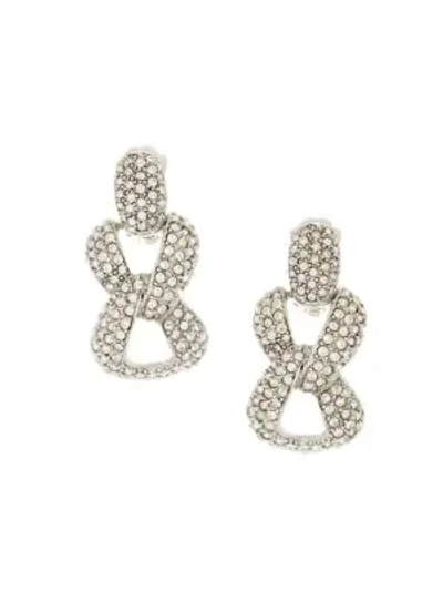 Shop Oscar De La Renta Crystal Pavé Chain Link Clip-on Earrings In Silver