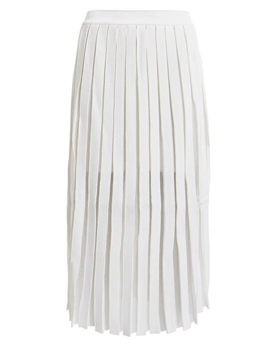 Shop Balmain Pleated Sheer Panel Midi Skirt