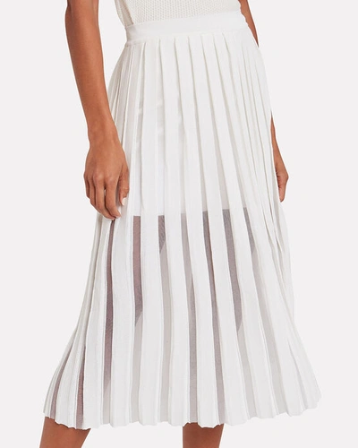 Shop Balmain Pleated Sheer Panel Midi Skirt