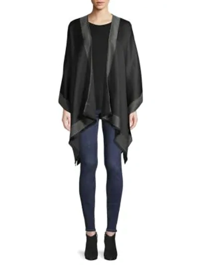 Shop Calvin Klein Fringe-trimmed Open-front Wrap In Black