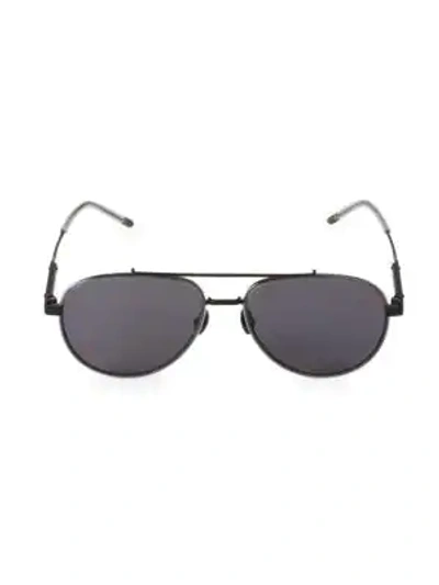 Shop Bottega Veneta 56mm Quilted Tip Aviator Sunglasses In Black