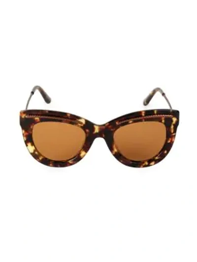Shop Bottega Veneta Women's 49mm Etched Detail Cat Eye Sunglasses In Havana Brown