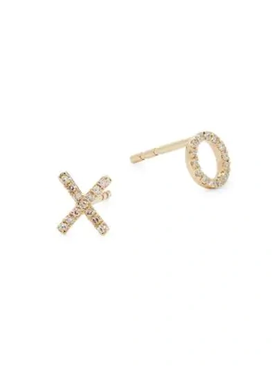 Shop Saks Fifth Avenue Women's 14k Yellow Gold & 0.9 Tcw Diamond Stud Earrings