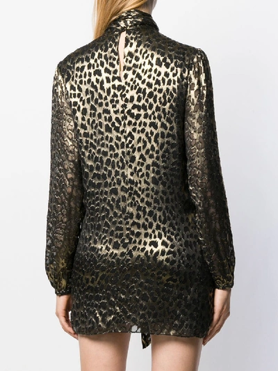 Shop Saint Laurent Silk Blend Dress In Animalier