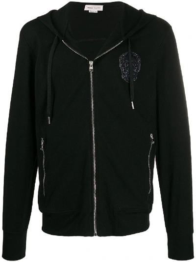Shop Alexander Mcqueen Skull Patch Hooded Sweatshirt In Black