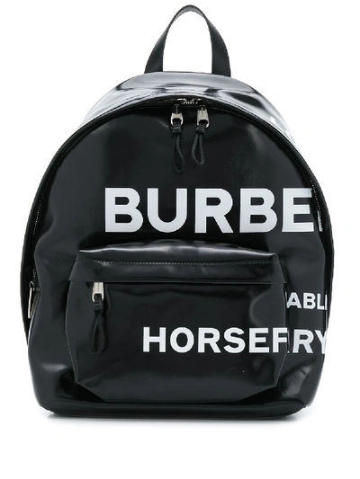 Shop Burberry Logo Print Backpack In Black