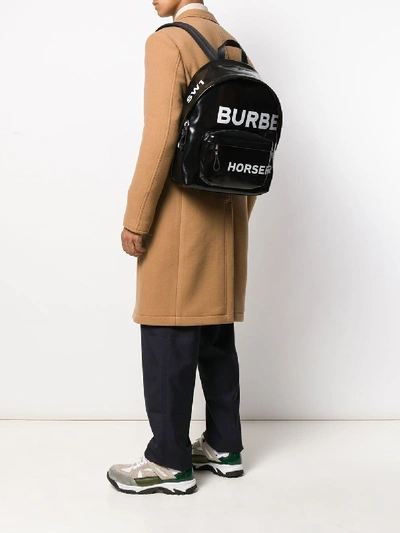 Shop Burberry Logo Print Backpack In Black