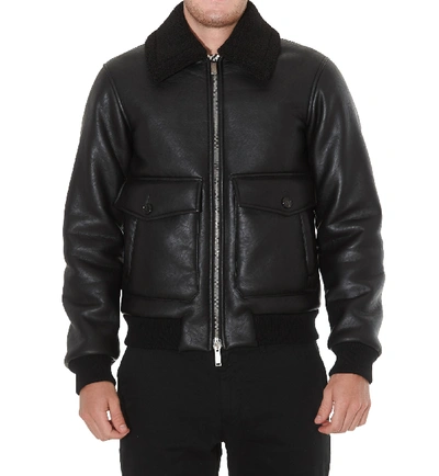 Shop Dsquared2 Eco Shearling Bomber Jacket In Black