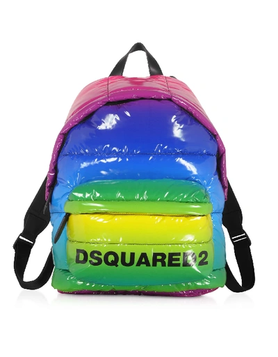 Shop Dsquared2 Rainbow Quilted Vinyl Backpack In Fuchsia