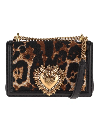 Shop Dolce & Gabbana Devotion Leopard-print Shoulder Bag In Leopard Print