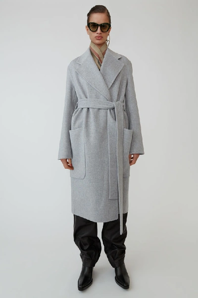 Shop Acne Studios Belted Coat Cold Grey Melange