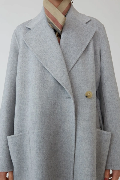 Shop Acne Studios Belted Coat Cold Grey Melange