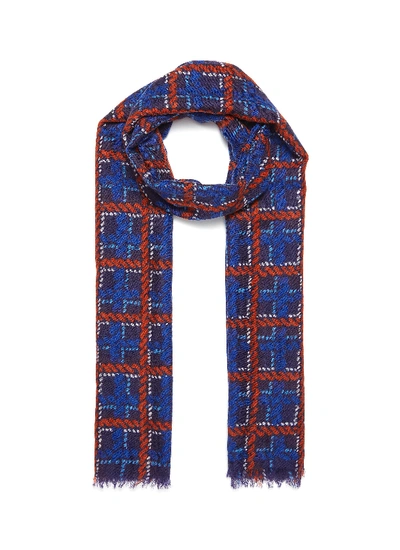 Shop Franco Ferrari 'euclide' Rope Check Print Cashmere Scarf