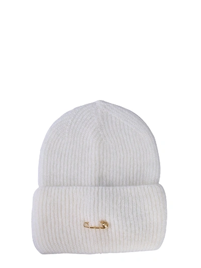 Shop Versace Knitted Hat In Bianco