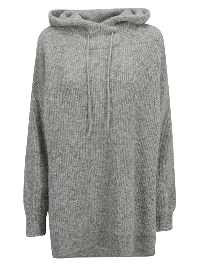 Shop Ganni Knit Hoodie In Paloma Melange