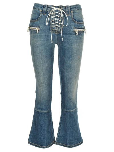 Shop Ben Taverniti Unravel Project Unravel Unravel Lace-up Flared Jeans In Blue Jeans