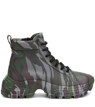 Shop Miu Miu Camouflage Ankle Boots In Green